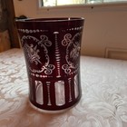 Antique Hand Blown Bohemian Deep Cut To Clear Ruby Overlay Large Vase