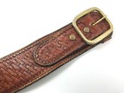 Basketweave Tooled Brown Leather Holster Belt 32-37  Suede Back Vintage 9216-mx