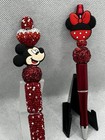 Handcrafted Mickey   Minnie Mouse 2 Pen Bundle  Rhinestones   Sparkles  