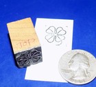 Vintage Four Leaf Clover Wood   Metal Letterpress Printers Block