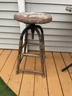 Antique Steel Industrial Metal Drafting Adjustable Shop Stool For Restoration
