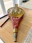 Vintage Brass Fire Bellows-windmill Design-red Leather -working Order-fireplace