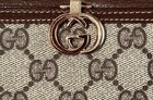 Vintage Gucci Gg Monogram Checkbook Wallet Brown Leather Gold Interlocking Ec