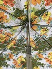 Vtg Mcm Fringe Vinyl Tilt Patio Umbrella Floral Green 8    Dirty Fringe-works     