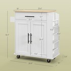 Kitchen Island With Storage And Power Outlets  Rolling  White