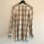 J  Jill Plaid Button Front Blouse Women s Medium Beige Long Sleeve Casual Top M