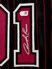 Dennis Rodman Signed Chicago Bulls Black Pinstripe Jersey Swau Auto Xl Hof Coa