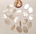 12 Vintage Genuine Mother Of Pearl Shell 14x10mm  Oval Plaque Cabochons E588