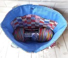 Shoulder Bag Knit Crochet Project Yarn Storage Feed Sack Patchwork Handmade Tote