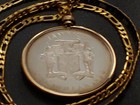 Rare 1980 Jamaican Island Dollar Pendant On A 24  18kgf Gold Filled Link Chain