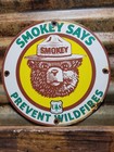 Vintage Smokey Bear Porcelain Sign Old 1960 Us Forest Service Prevent Wildfires