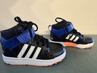 Adidas Hoops Mid Top Black blue white orange Synthetic Strap Kids 13k Id7071