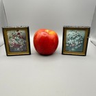 Vintage Miniature Framed Floral Still Life Prints Set Of 2 Black Gold Wall Decor