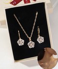 3pcs box Sparkling Flower Earrings   Necklace Set
