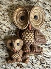 1981 Foam Craft Owl Family Set Vintage Mcm Mid Century Kitschy Wall Hangings
