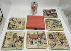 6 Vtg Coaster Trivets England Win-el-ware Original Hinged Case Dickens Village
