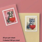 100 Stamps Cat   Dog Love 2023 Usps Scott 5745-46 Animal Valentine Forever New