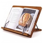 Cookbook Stand Large Adjustable Bamboo Foldable Book Holder Page Clips Reading