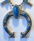 Vintage Native American Navajo Squash Blossom Signed Necklace