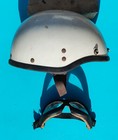 Vintage 1960s   1970s Motorcycle Half Helmet And Rare Wwll Navy Goggles