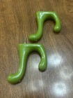 2pc Vintage Mid Century Modern 60 70 s Groovy Mod Green Plastic Hooks