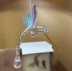 Nib Beautiful Glass Hummingbird Ornament W crystal  Colorful W gold Beak  