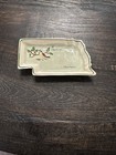 Vtg Rare Annie Laura Nebraska State Ceramic Tray Valentine Nebraska Bird Dish