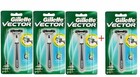 4x Gillette Vector Fits Atra Plus Razor Blade Refill Cartridge Shaver Handle 3 1
