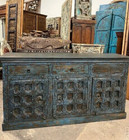 Antique Storage Cabinet Distressed Blue Buffet Sideboard Entryway Credenza 71x38