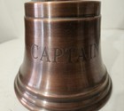 Vintage 12  Captain s Nautical Brass Bell With Black Handle  Engraved 