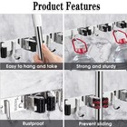 5 Racks And 4 Hooks Mop And Broom Holder Wall Mount  Broom Organizer Storage  