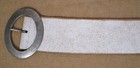 Garuglieri Nwot Xl 3 Inch Wide Distressed White Leather Belt Silver Buckle