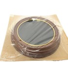 Round Faux Wood Picture Frame Gold Trim