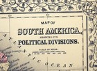 Antique 1870 Color Map Of South America Showing Political Divisions Mitchell