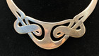 Vintage Sterling Silver Taxco Mexico Art Deco Collar Necklace - 70g