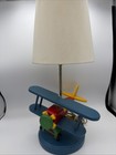 Vintage Childrens Biplane 14x10    Bedroom Table Lamp Primary Colors  Nursery Wood