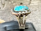 Vintage Native American Sterling Ring With Turquoise Signed Jb Sz  9 25