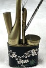Vintage Chinese Brass Water Pipe Floral Enamel W  Tweezers Brush Maker s Mark