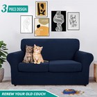 Yemyhom Checkered 3-piece Couch Cover Love Seat Sofa Protector Navy 55-69 