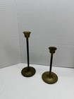 Vintage Set Of 2 Brass Candle Holders Graduated Tapered Candlesticks 8    6 