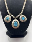 Vintage Teddy Goodluck Sterling Navajo Bench Beads  Kingman Turquoise Necklace