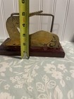 Vintage Brass And Wood Unicorn Letter Holder Napkin Holder