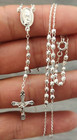 Silver 925 Catholic Rosary  rosario Plata 925 Mexicano 4 4 Gramos 20 23   2 4mm 