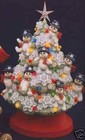 Ceramic Bisque  ready To Paint  Snowman Tree With Electric Kit   Lights And Star
