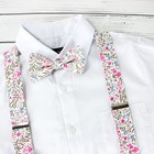 Men s Cotton Floral Suspenders And Bow Tie Set For 42 Inch 64-blue Pink