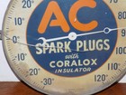 Vintage Ac Spark Plugs With Coralox Glass Aluminum Thermometer