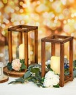 Rustic Wooden Lantern Centerpieces 16pcs Wedding Party Table Decor Flameless Led