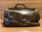 Antique Vintage Leather Doctor   s Bag Brass Frame Medical Gladstone Bag