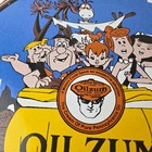 Vintage Oilzum Gasoline Sign - Flintstones Cave Man Porcelain Gas Oil Pump Sign