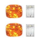 2 Pack Battery Operated Mini Indoor Led Fairy Lights With Timer Orange Color